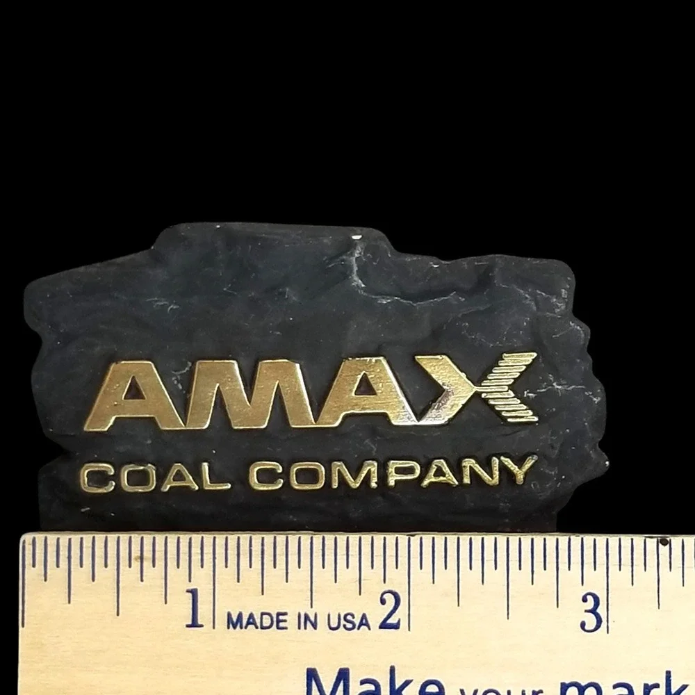Vintage AMAX Coal Company Brass Belt Buckle -‎ Collectible USA Made